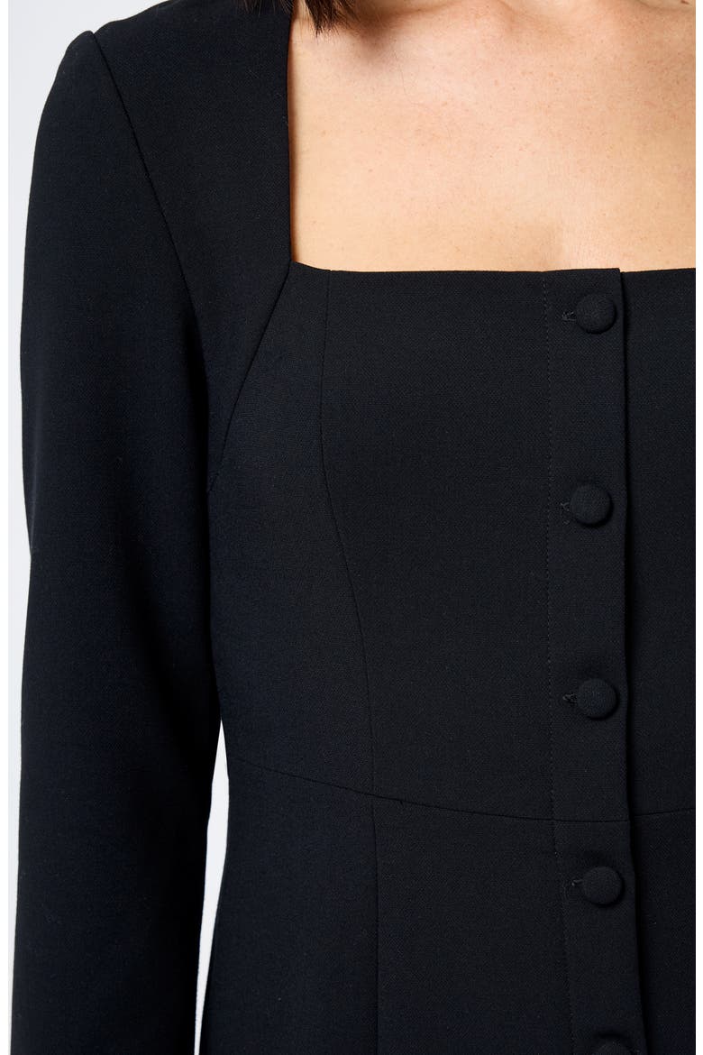 Whisper Square Neck Long Sleeve Sheath Minidress, Alternate, color, BLACK