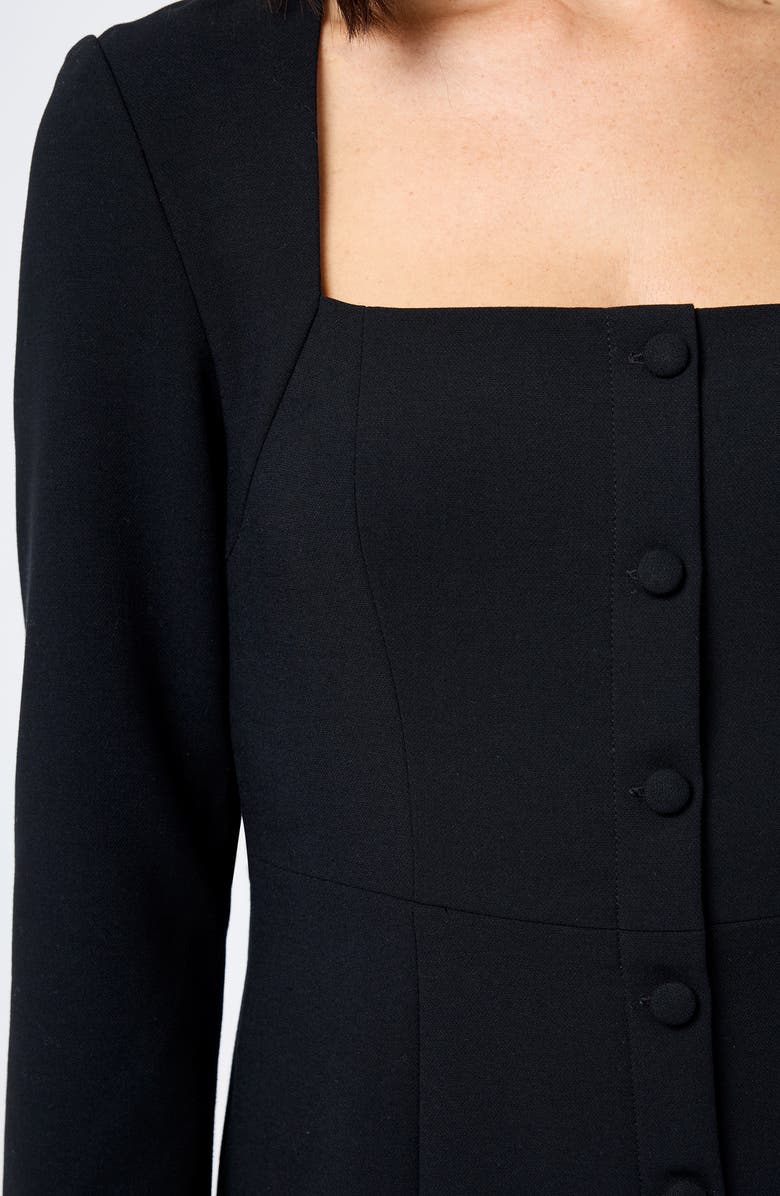 French Connection Whisper Square Neck Long Sleeve Sheath Minidress, Alternate, color, Black
