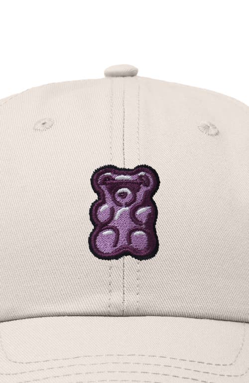 Dalix Purple Gummy Embroidered Cap In Beige