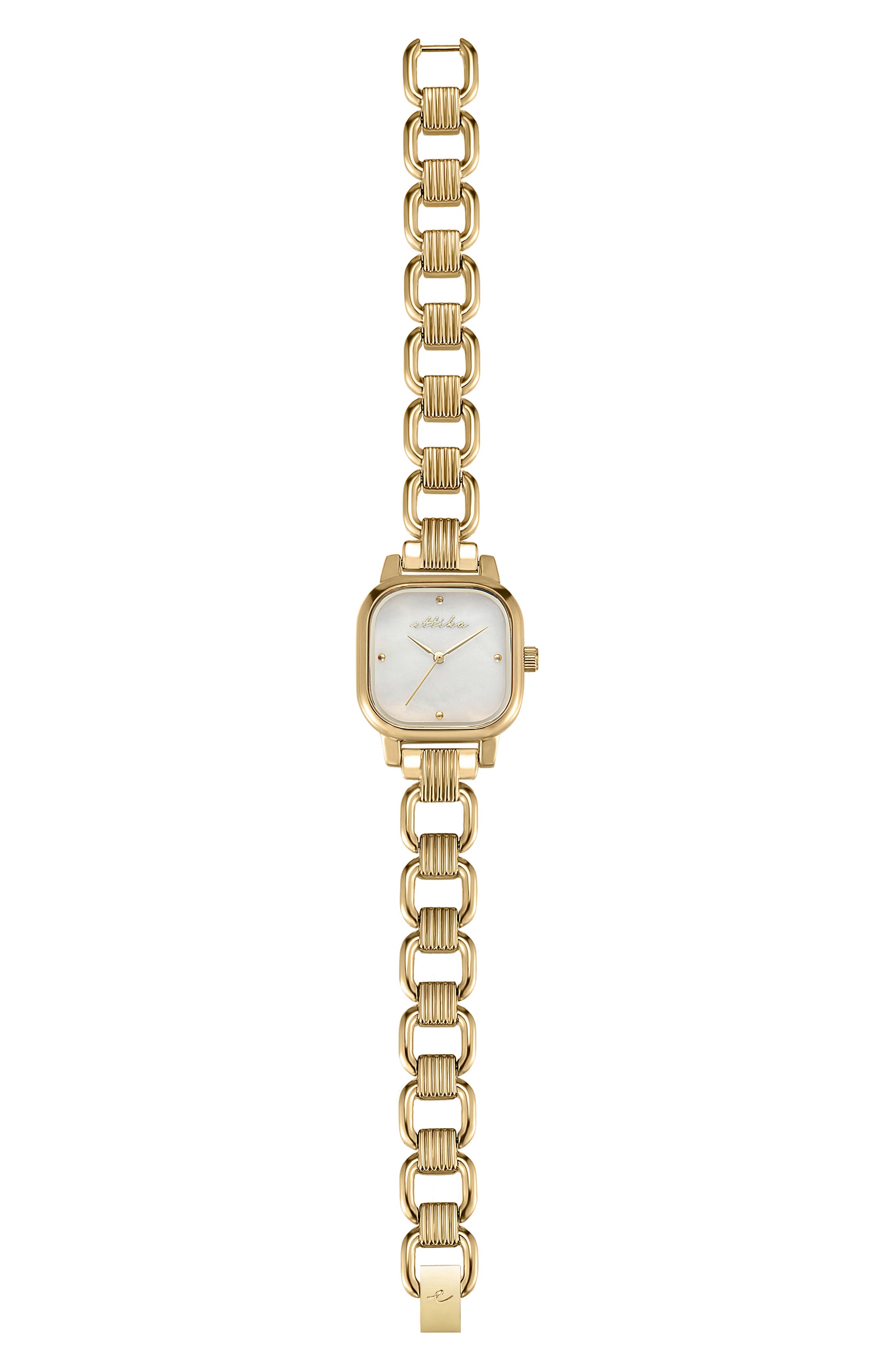 Ettika Square Link Womens 24K Gold Plated Quartz Bracelet Watch New Battery Ettika Square Link Bracelet Watch (Women) | Nordstromrack main image 3