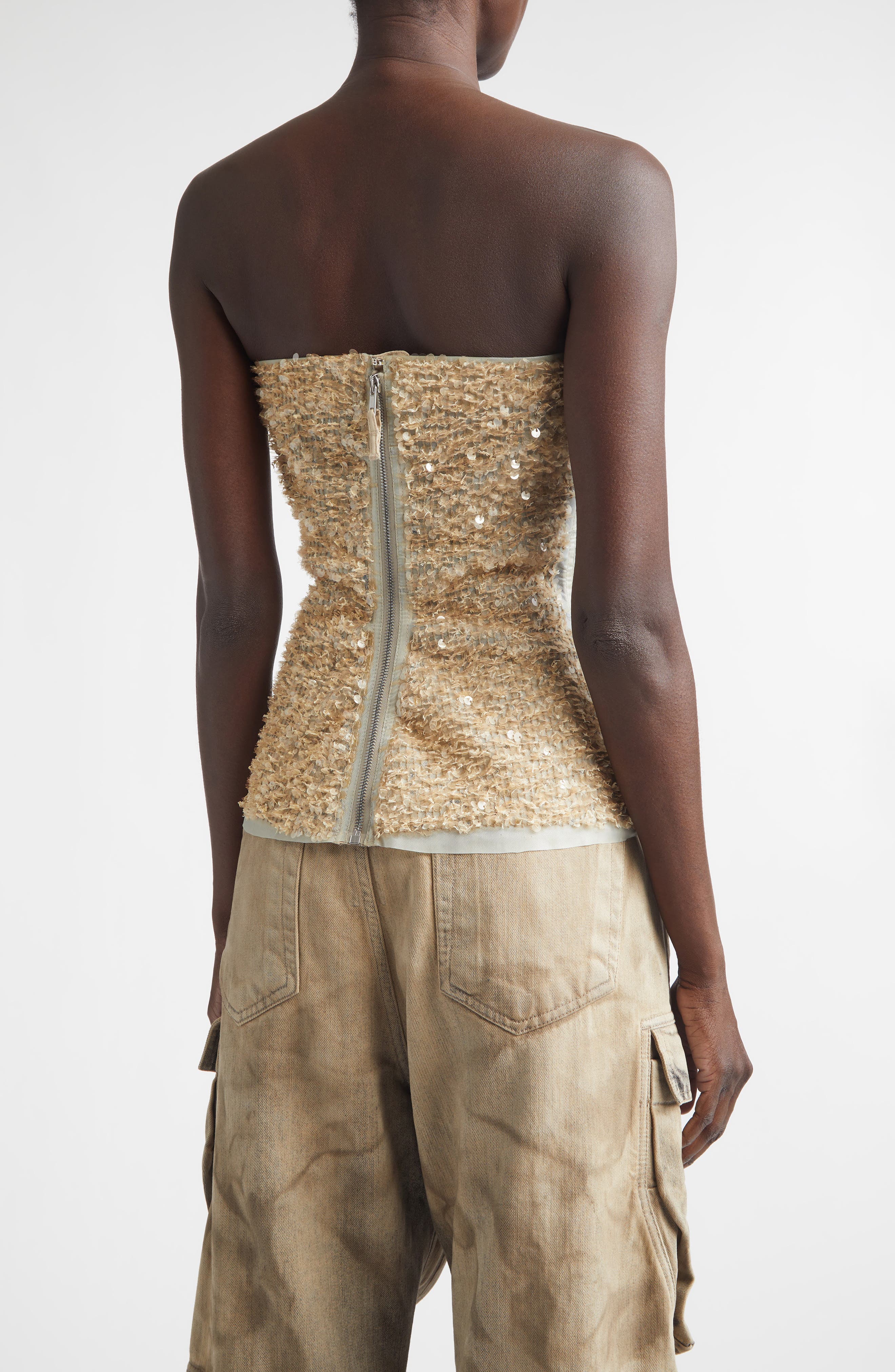 Sequin Tulle Bustier Top - image 2