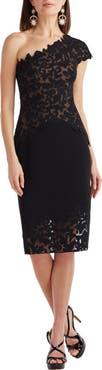 Tadashi Shoji Laser Cutout One-Shoulder Cocktail Dress