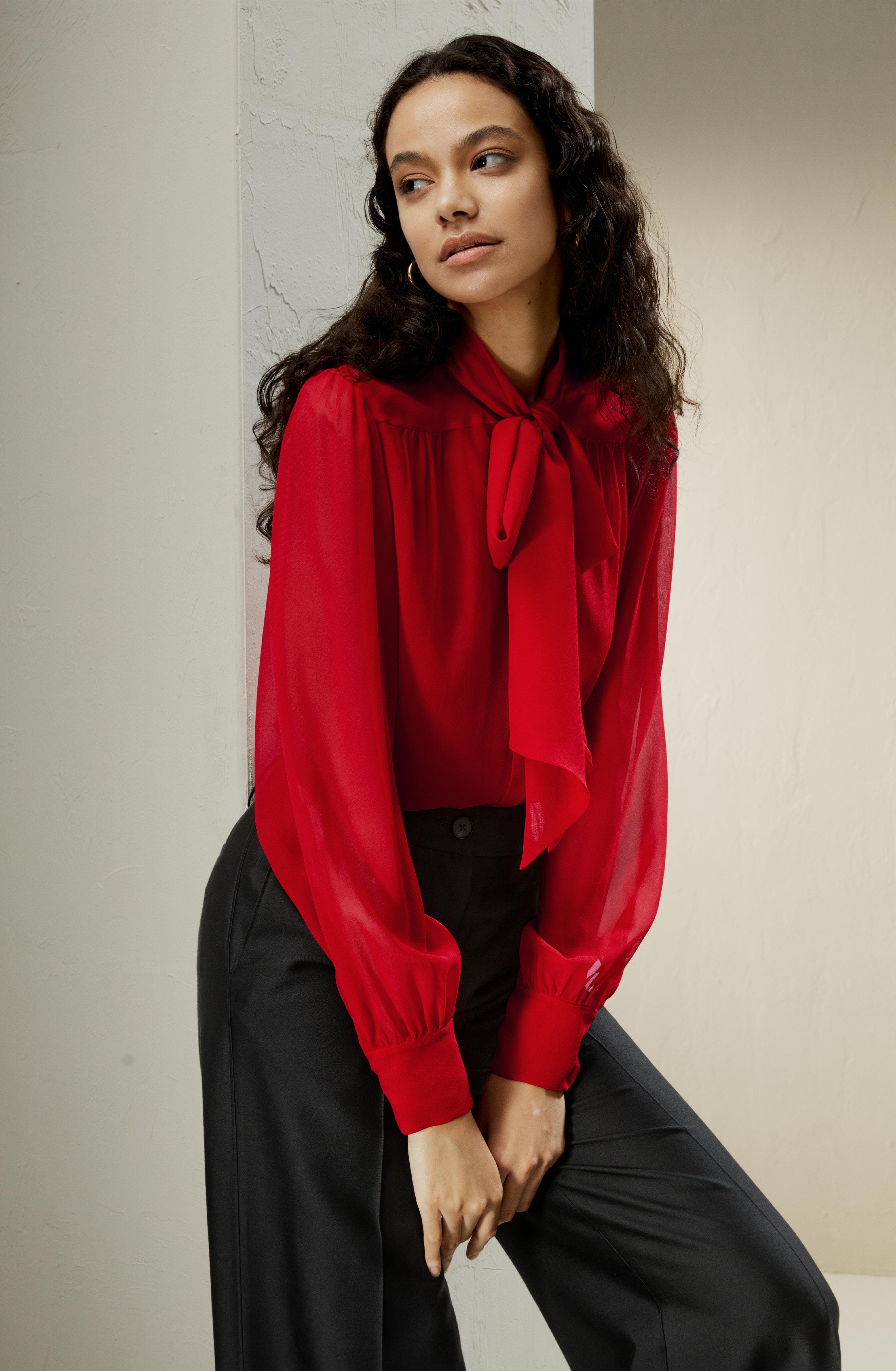 Women's Bow Tie Silk Jasmine Blouse (Women) | Nordstrom