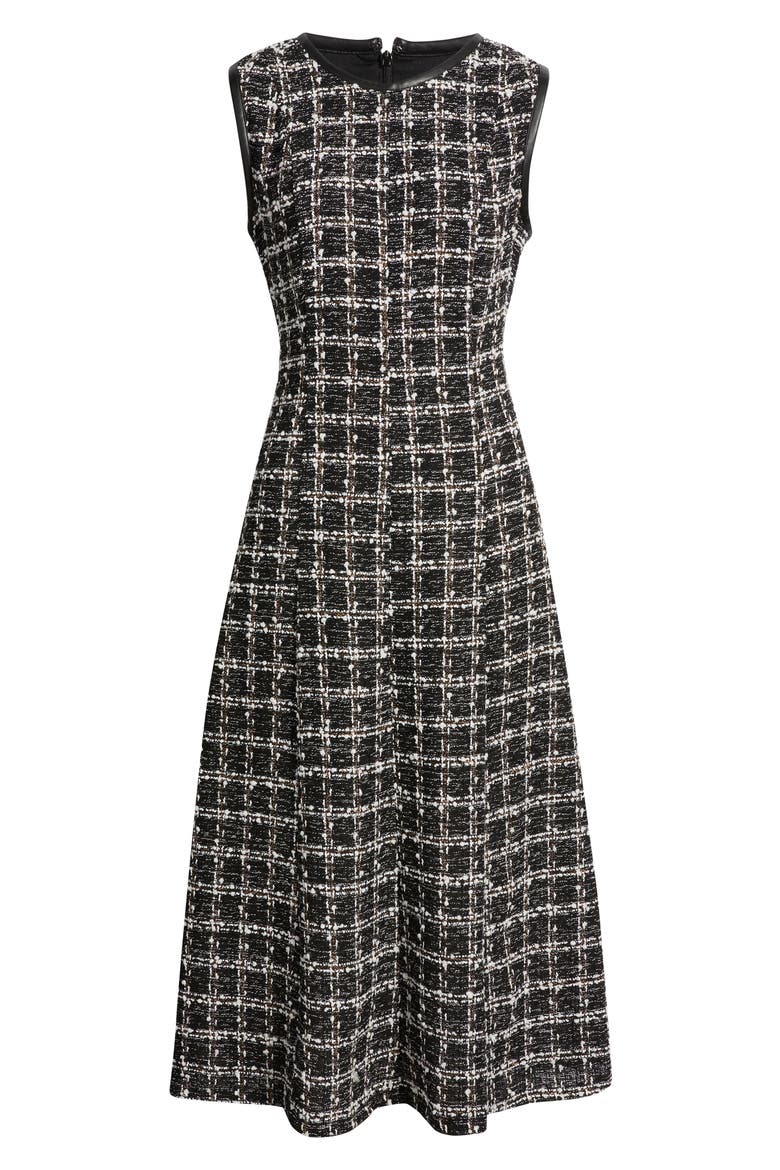 Tweed Sleeveless Fit & Flare Midi Dress, Alternate, color, BLACK/ IVORY