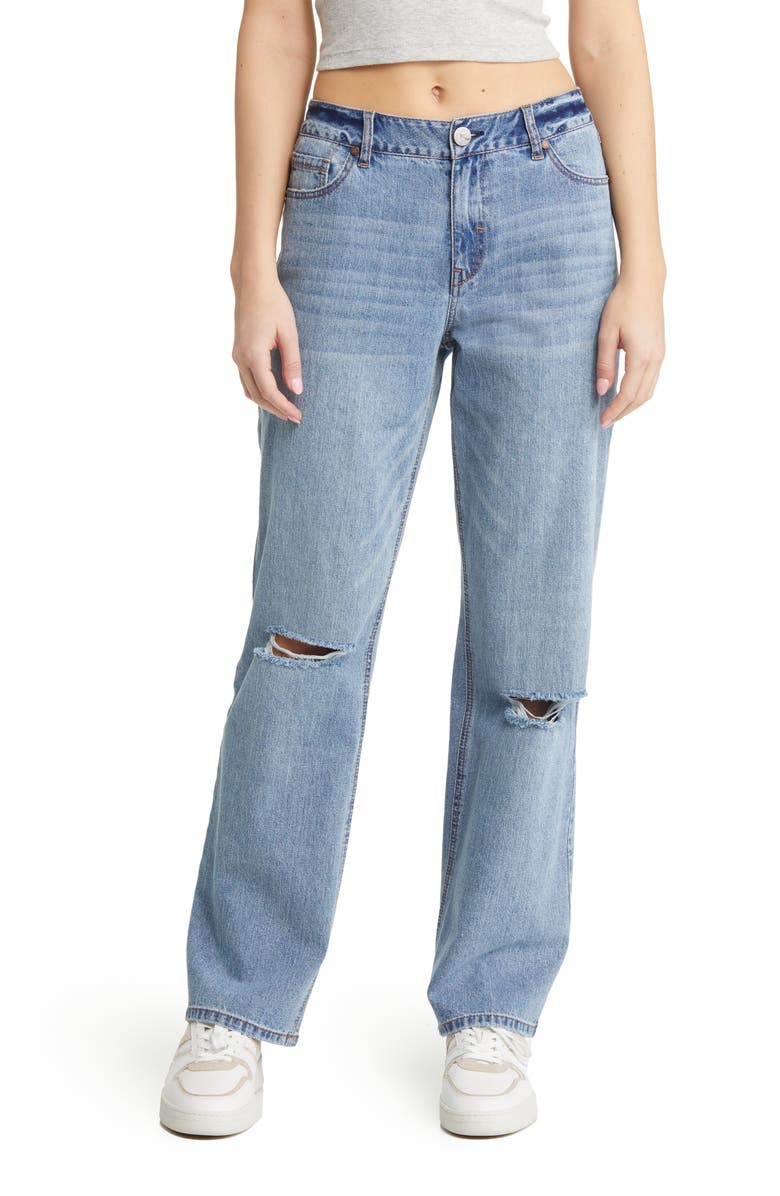 1822 Denim Ripped High Waist Boyfriend Jeans, Main, color,