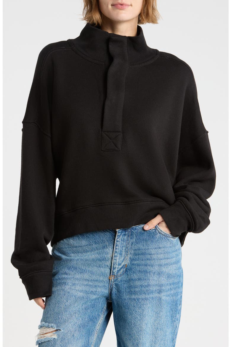 Timeless Snap Placket Pullover, Main, color, BLACK
