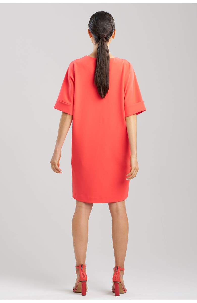 Natori SOLID KNIT CREPE T-shirt Dress with Embroidery, Alternate, color, Cayenne