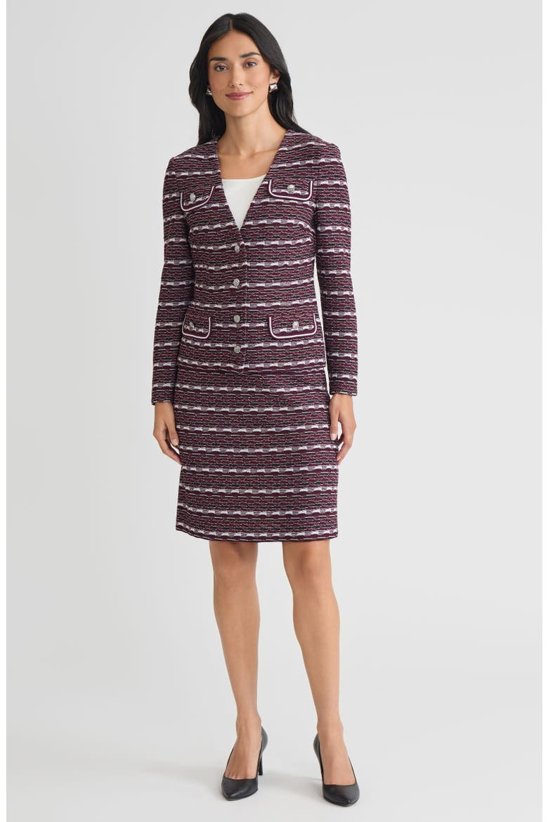 Tailored Multi-Stitch Jacquard Knit jacket, Alternate, color, Midnight Violet/Lunar Rock