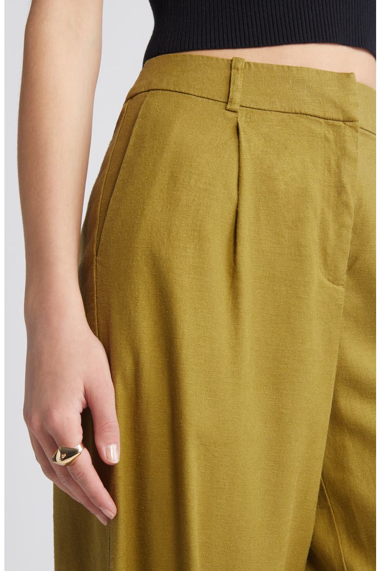 Wide Leg Linen Blend Pants, Alternate, color, OLIVE EYES