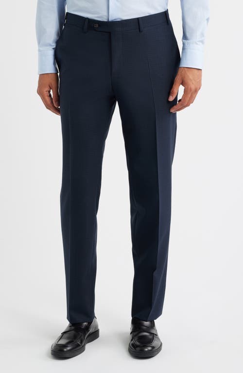 Canali Kei Trim Fit Dark Green Mélange Textured Wool Suit In Blue