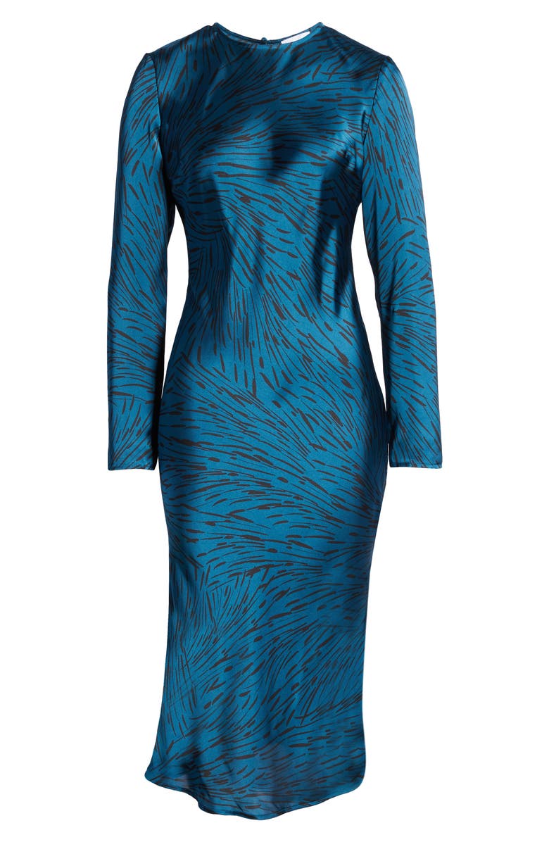 Leith Bias Cut Side Slit Satin Dress, Alternate, color,