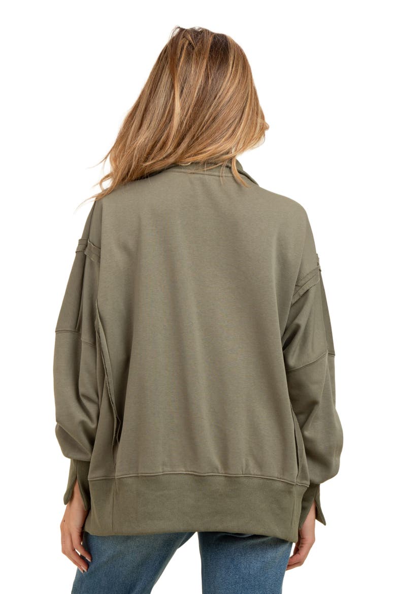 Snap Button Pullover Henley Sweatshirt, Alternate, color, Olive Green