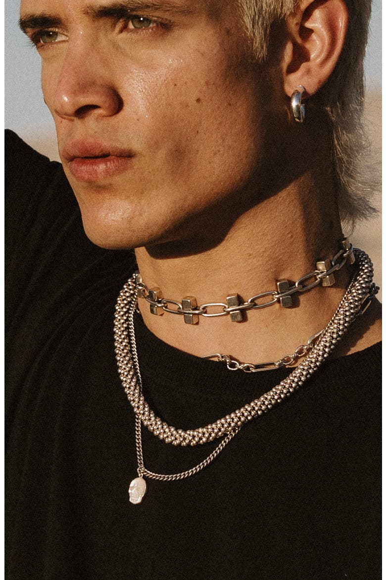 Yara Beaded Necklace, Alternate, color, SILVER