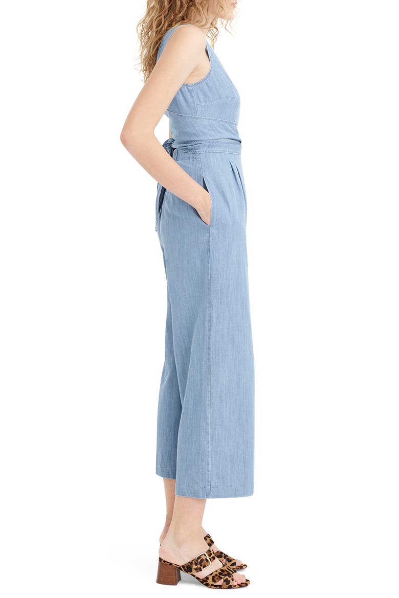 Dark Matter Wrap Tie Chambray Jumpsuit, Alternate, color, DALTON WASH