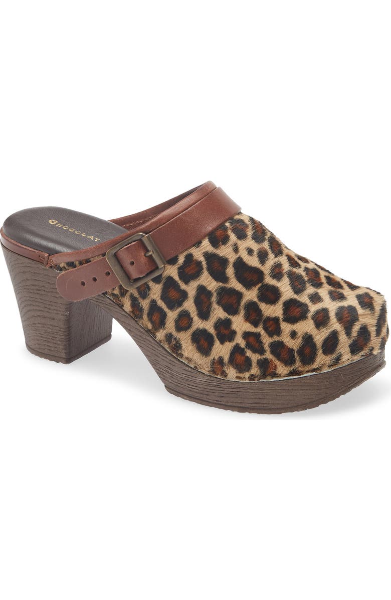 Chocolat Blu Faro Genuine Calf Hair Platform Mule, Main, color, Leopard Calf Hair