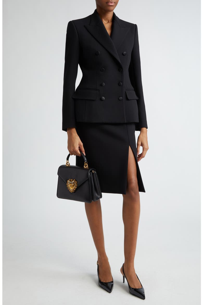 Turlington Double Breasted Wool Blend Blazer, Alternate, color, NERO