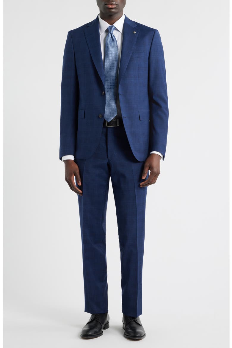 Esprit Contemporary Fit Navy Plaid Wool Suit, Main, color, NAVY