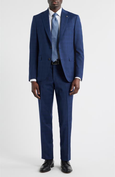 Esprit Contemporary Fit Navy Plaid Wool Suit