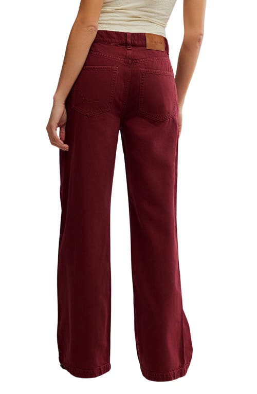 Free People Stride High Waist Wide Leg Jeans In Burgundy