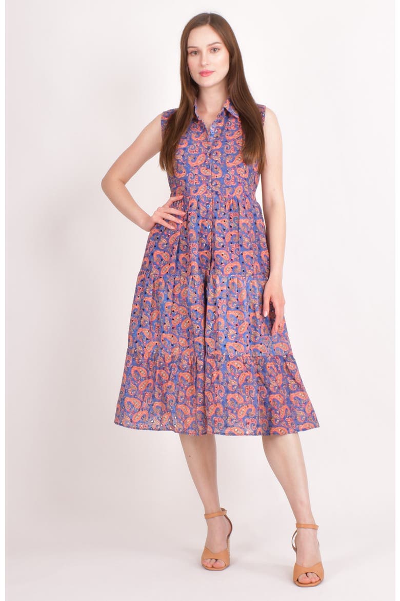 Irina Embroidered Tiered Midi Dress, Alternate, color, Purple