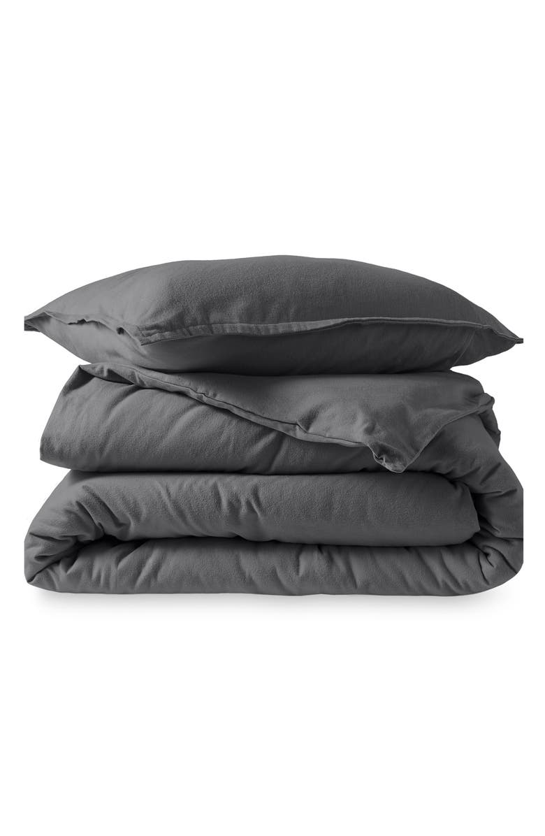 Bare Home 100% Cotton Flannel Duvet Cover & Sham Set, Main, color, Grey