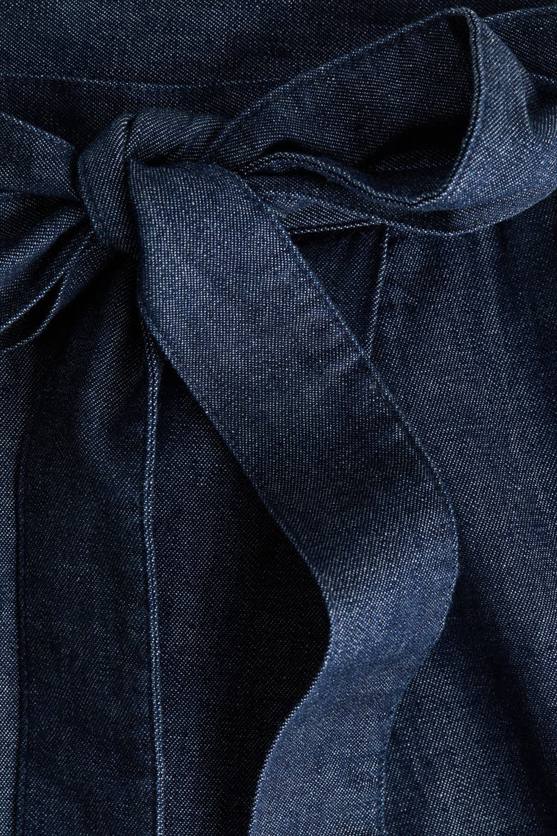 Tie-detail Denim Pants, Alternate, color, Dark denim blue