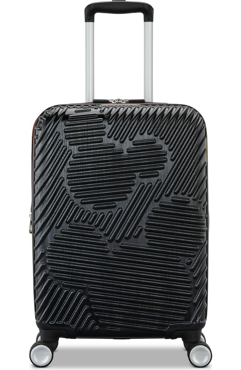 AMERICAN TOURISTER Disney Hardside Carry-On 21-Inch Luggage with Spinner Wheels, Alternate, color, Molded Mickey: Black