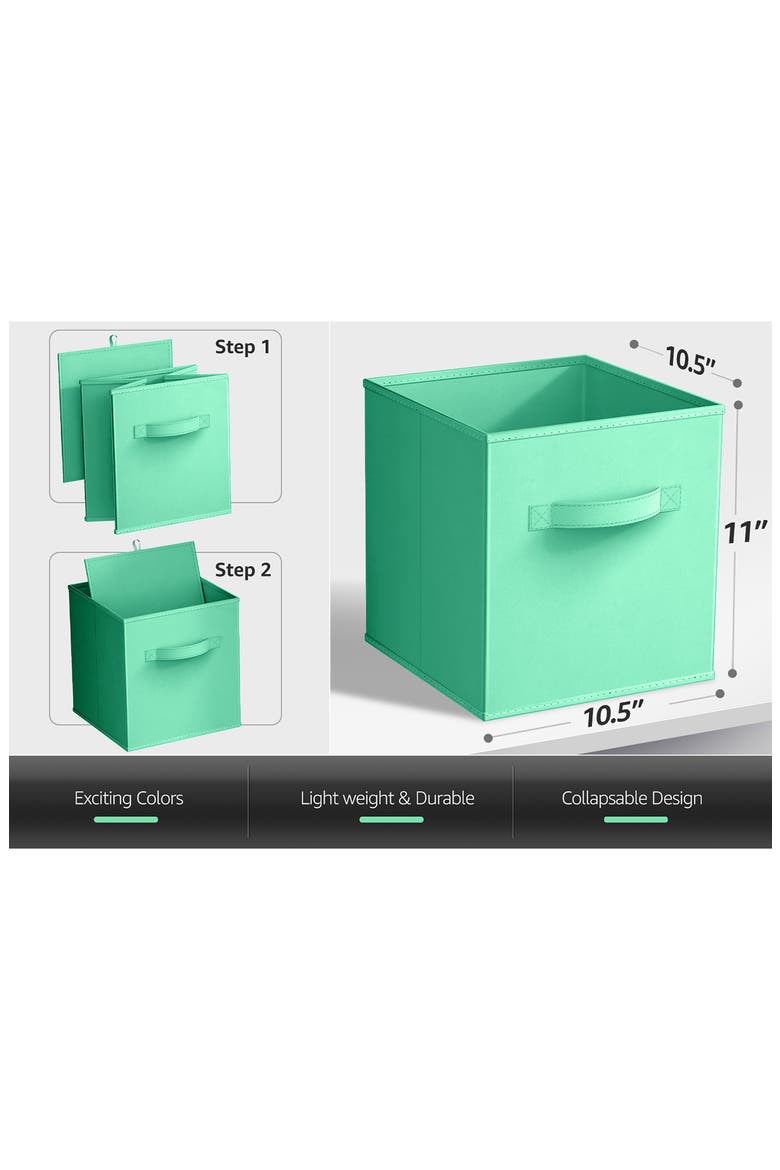 8-Pack Collapsible Storage Cubes, Alternate, color, TEAL