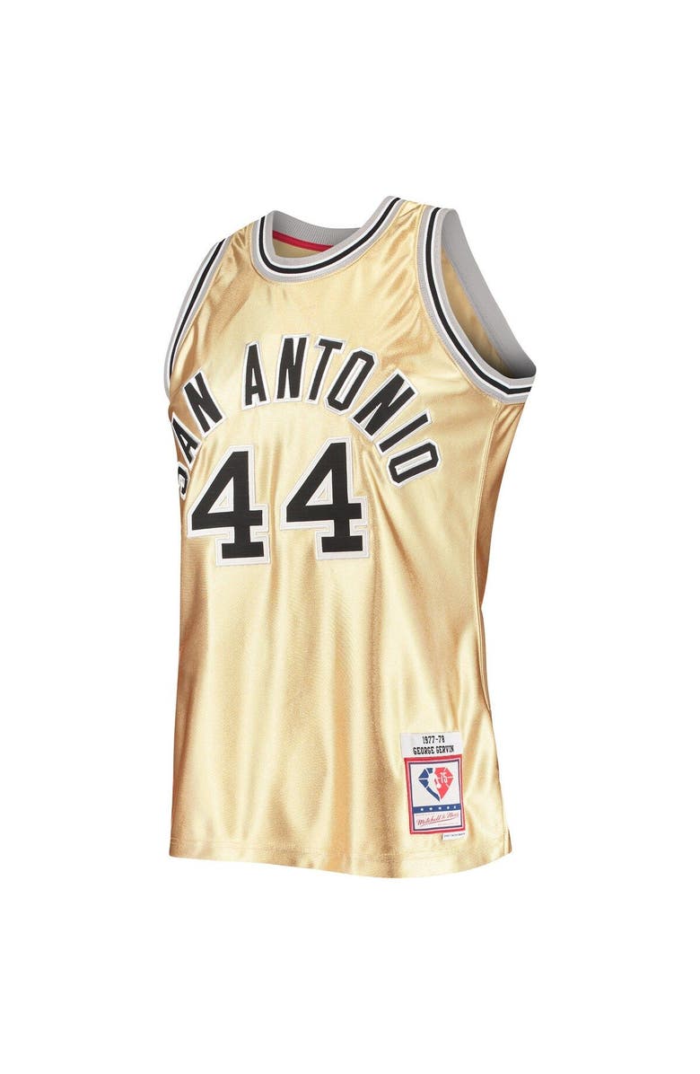 Mitchell & Ness Men's Mitchell & Ness George Gervin Gold San Antonio Spurs 75th Anniversary 1977/78 Hardwood Classics Swingman Jersey, Alternate, color, 