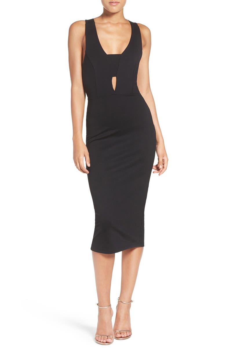 Fraiche by J Cutout Body-Con Midi Dress, Alternate, color, 