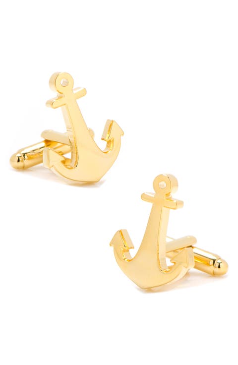 Gold Anchor Cuff Links