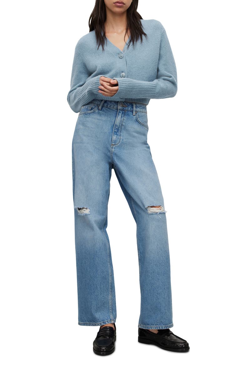 Wick Crop Cardigan, Alternate, color, BLUE SLATE