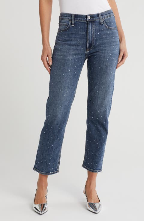 Hattie Embellished Ankle Straight Leg Jeans