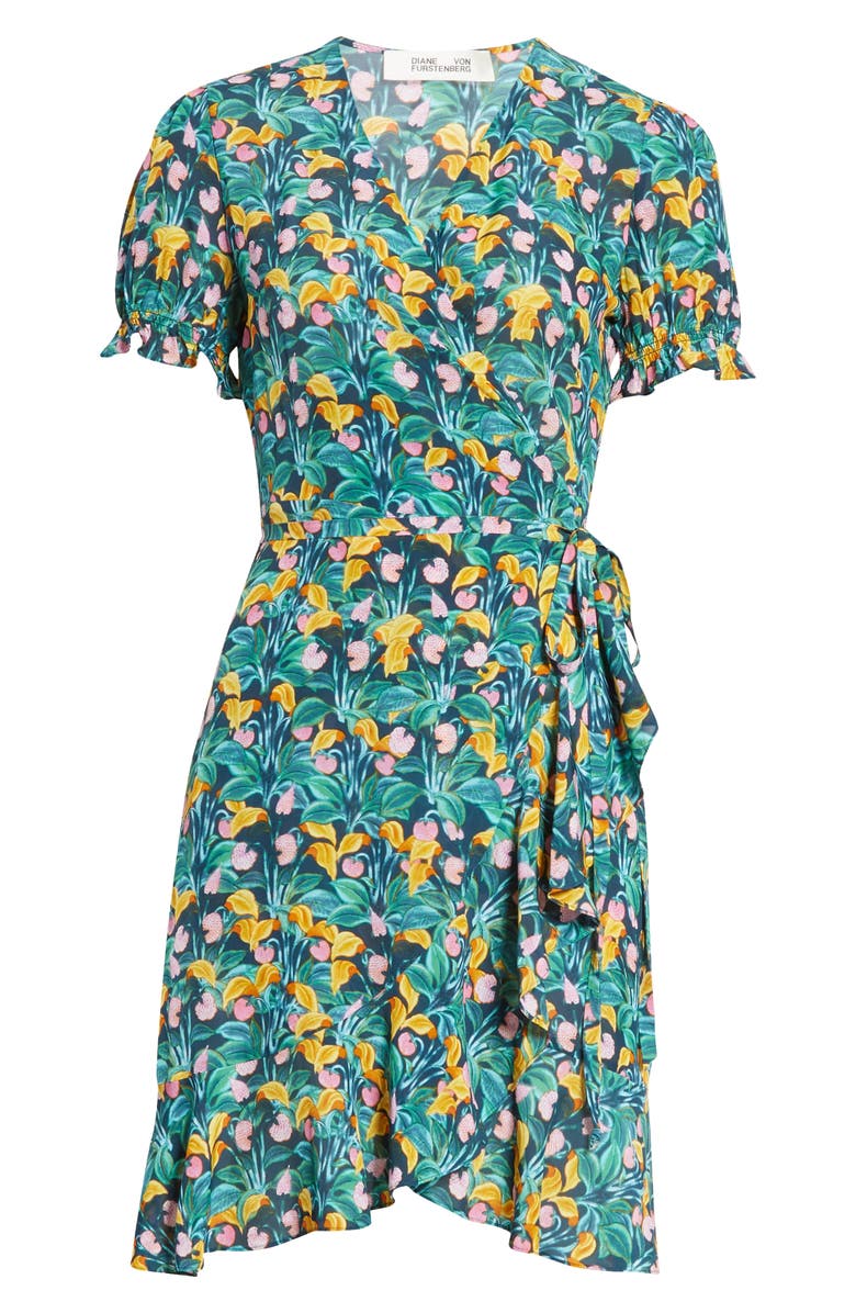 DVF Emilia Floral Short Sleeve Wrap Dress, Alternate, color,