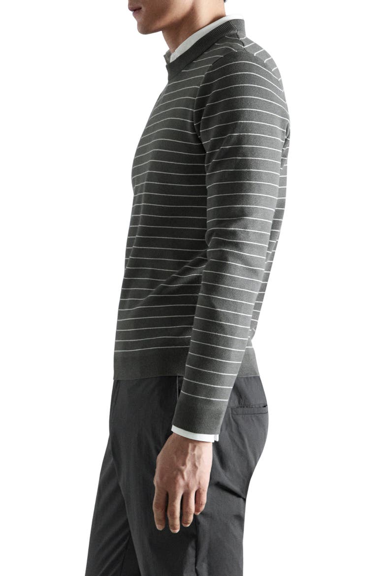 Comfort Stretch Stripe Jersey Sweater, Alternate, color, DARK GREY