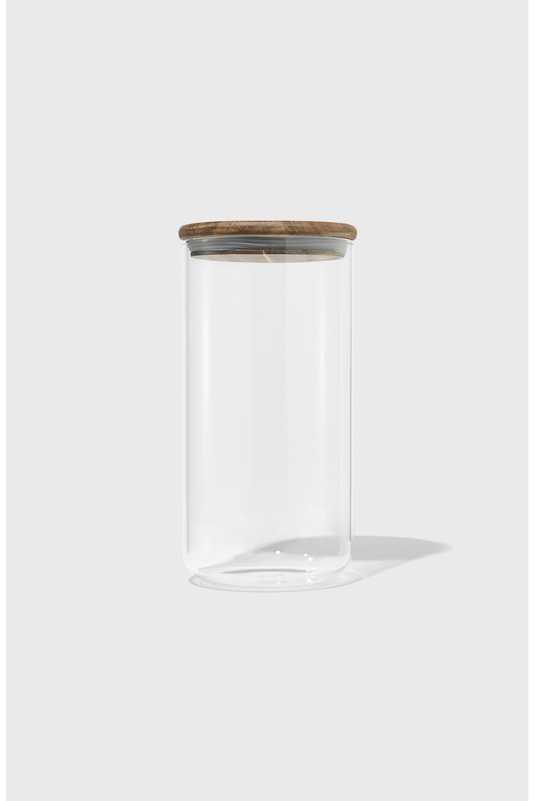 Glass Canisters, Alternate, color, Clear With Acacia Wood Lid