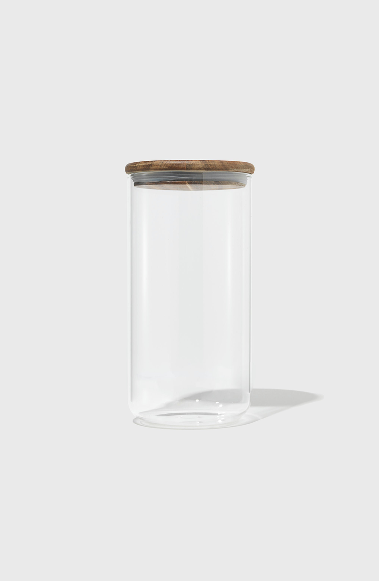 PUBLIC GOODS Glass Canisters, Alternate, color, Clear With Acacia Wood Lid