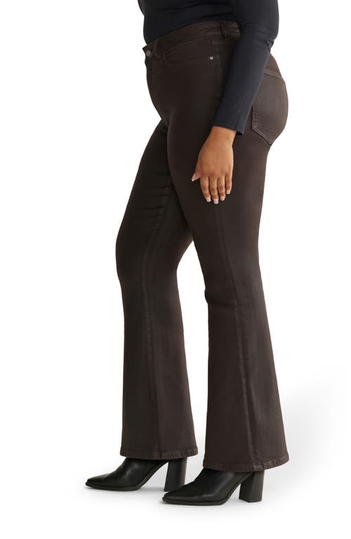 Warp & Weft Warp+weft Nao Coated High Waist Bootcut Jeans In Brown