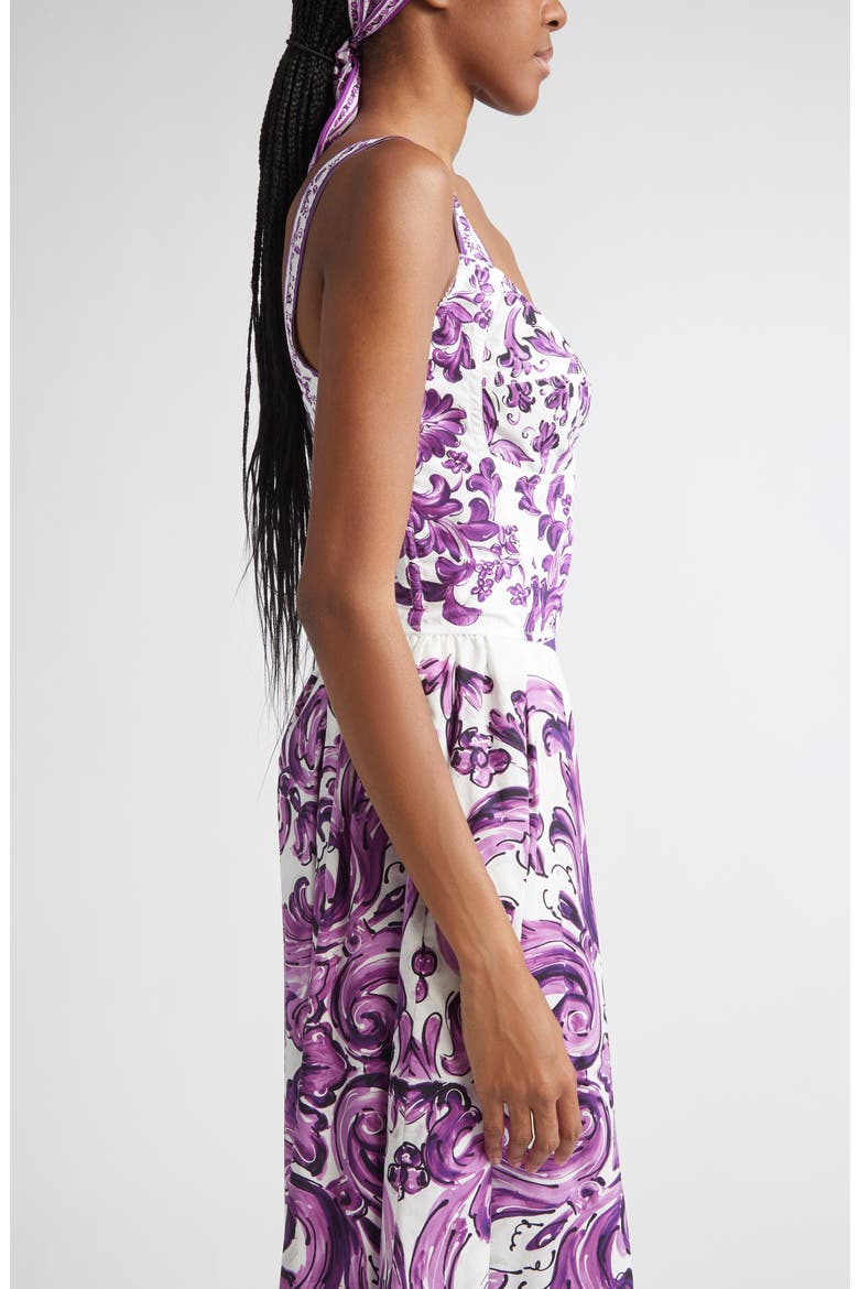 Majolica Print Poplin Bustier Top, Alternate, color, HD5DQ MAIOLICA 4L VIOLA