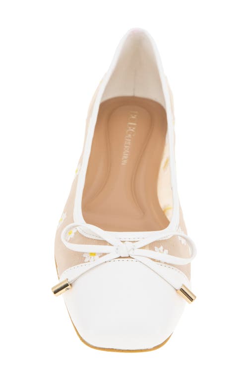 Bcbg Hartly Cap Toe Ballet Flat In White Daisy