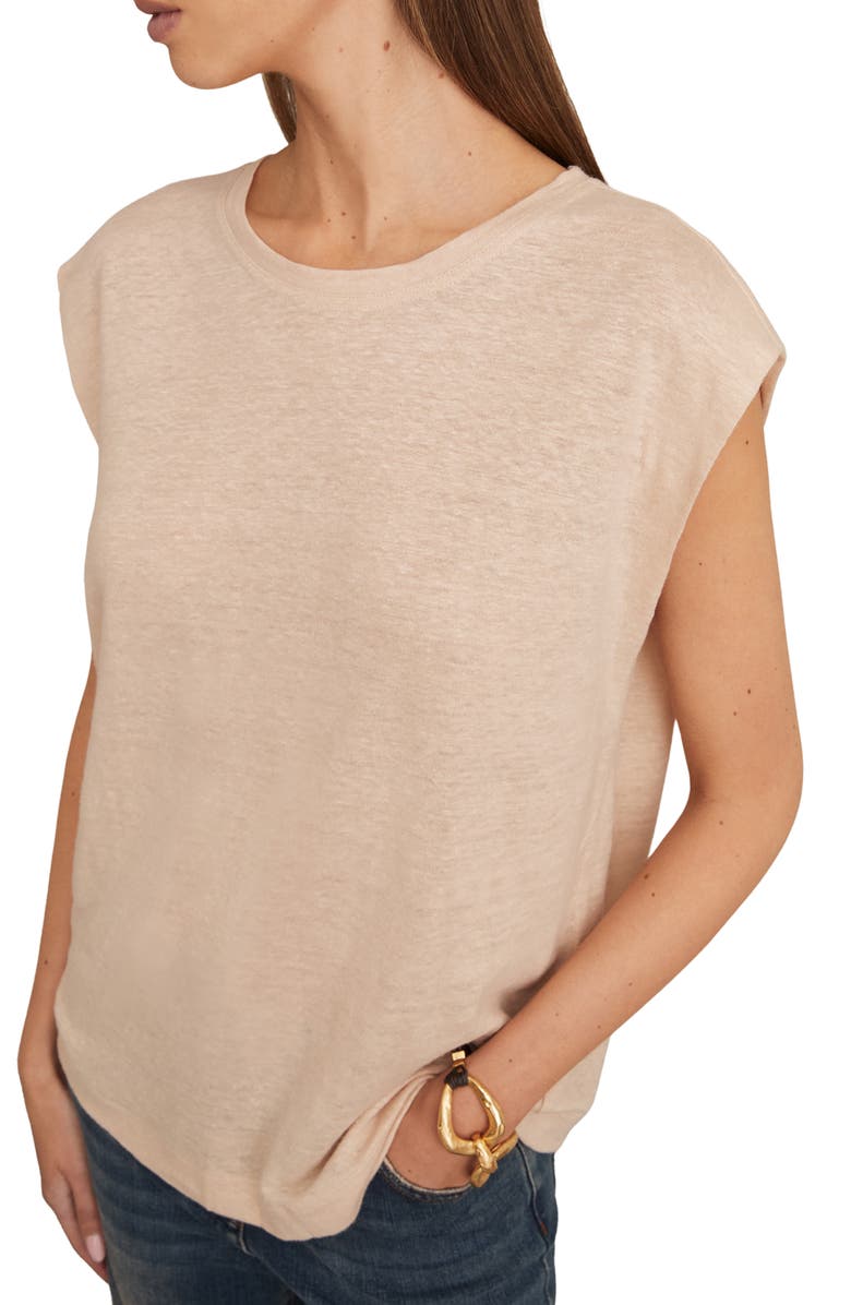 Reiss Mara Linen T-Shirt, Alternate, color, Peach