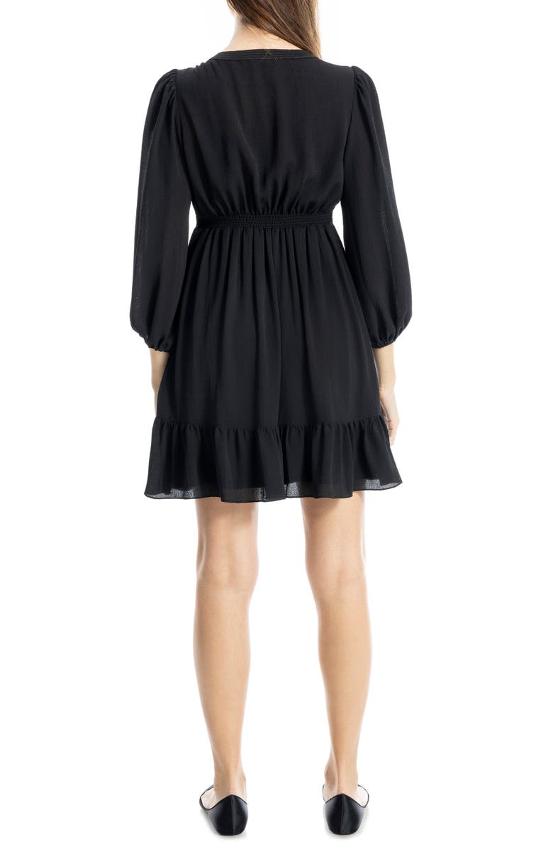 MAX STUDIO V-Neck Three-Quarter Sleeve Minidress, Alternate, color, Black