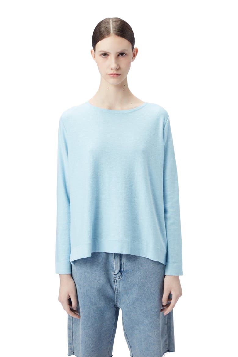 Boatneck Cotton Silk Cashmere Blend Sweater, Main, color, aquamarine