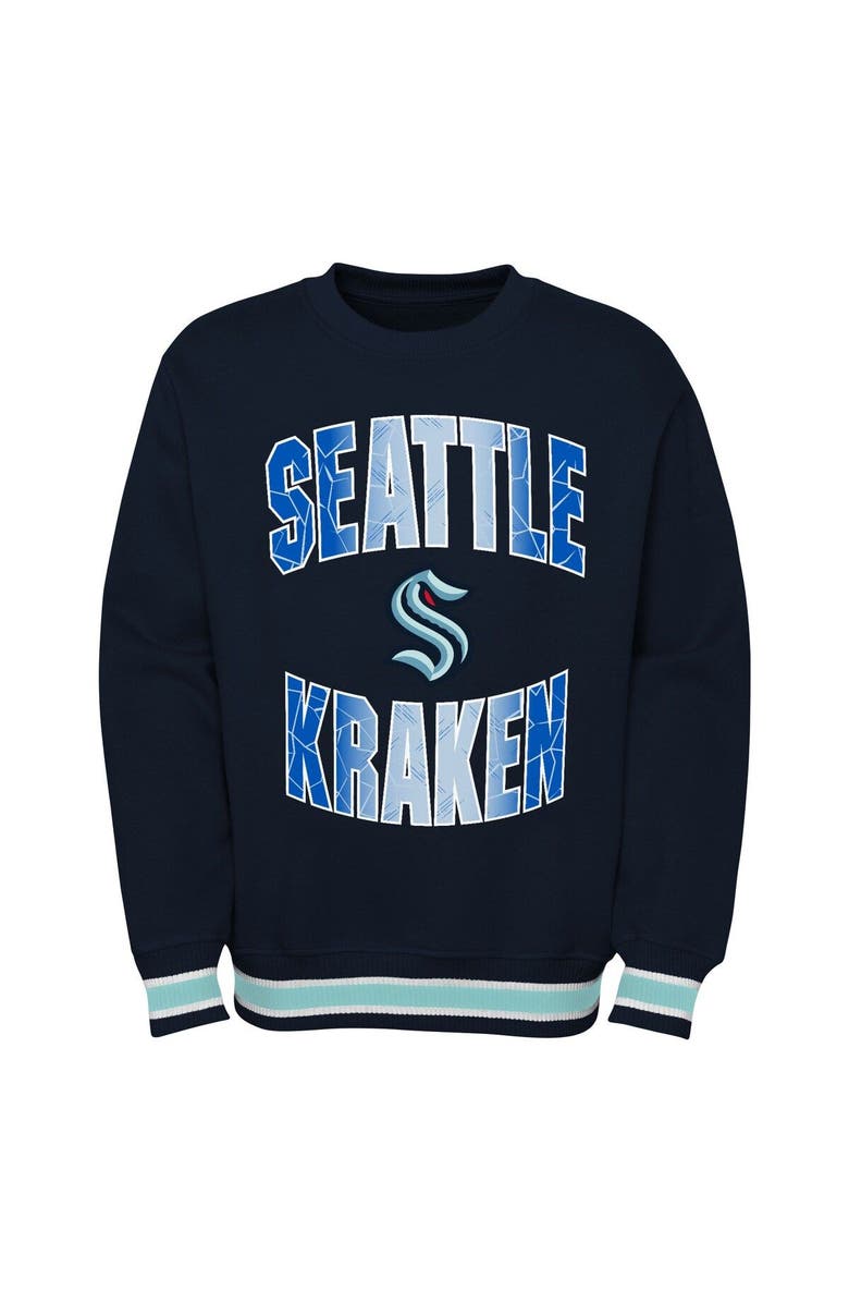 Outerstuff Youth Deep Sea Blue Seattle Kraken Classic Blueliner Pullover Sweatshirt, Alternate, color, Navy