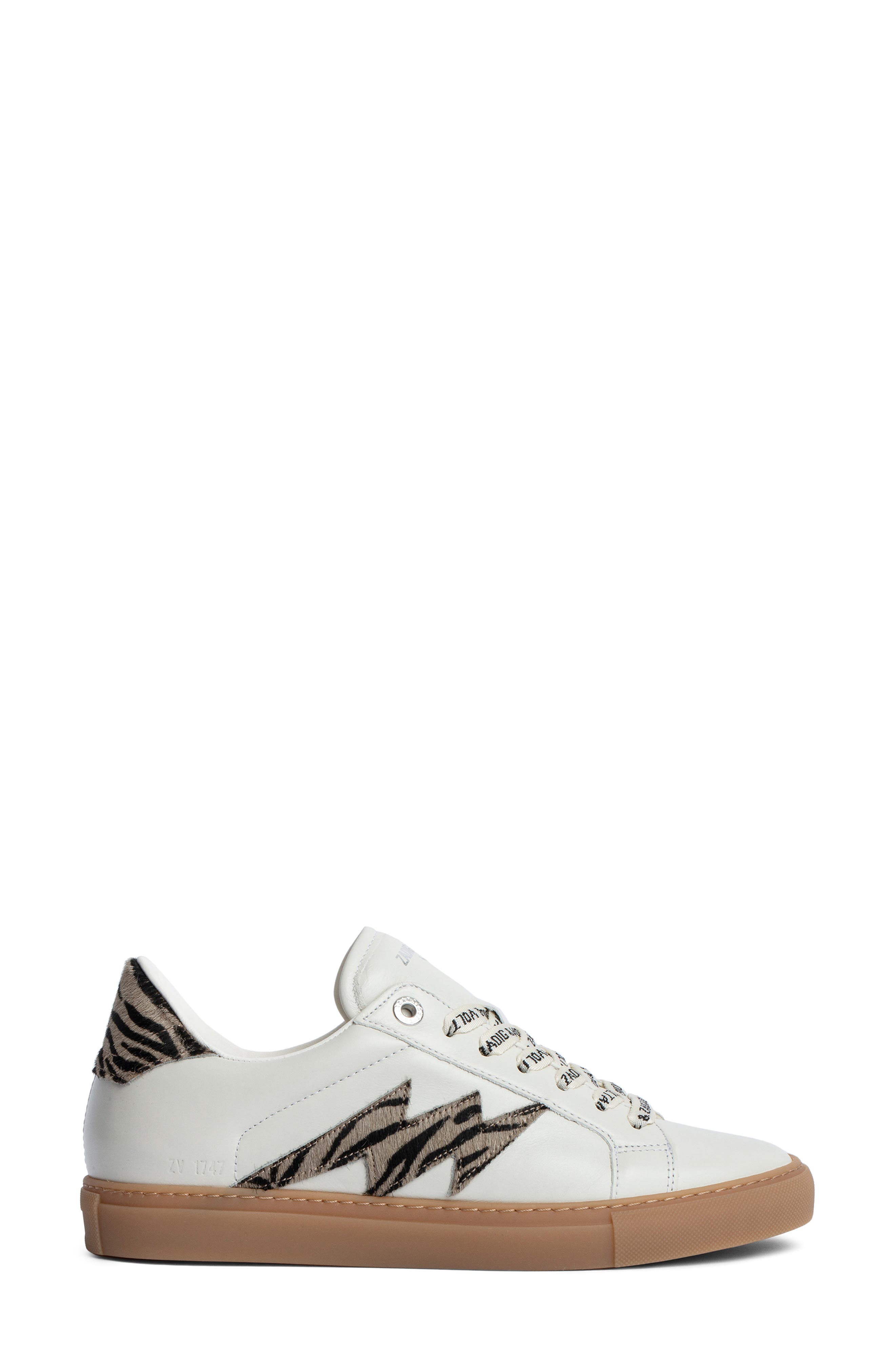 Zadig & Voltaire Zebra Print Genuine Calf Hair Sneaker, Alternate, color, 