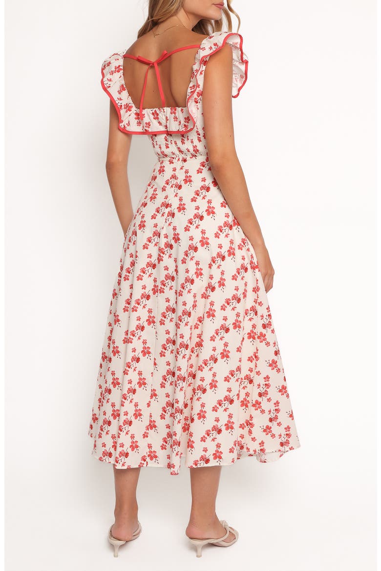 Lucille Floral Ruffle Cotton Midi Dress, Alternate, color, RED FLORAL
