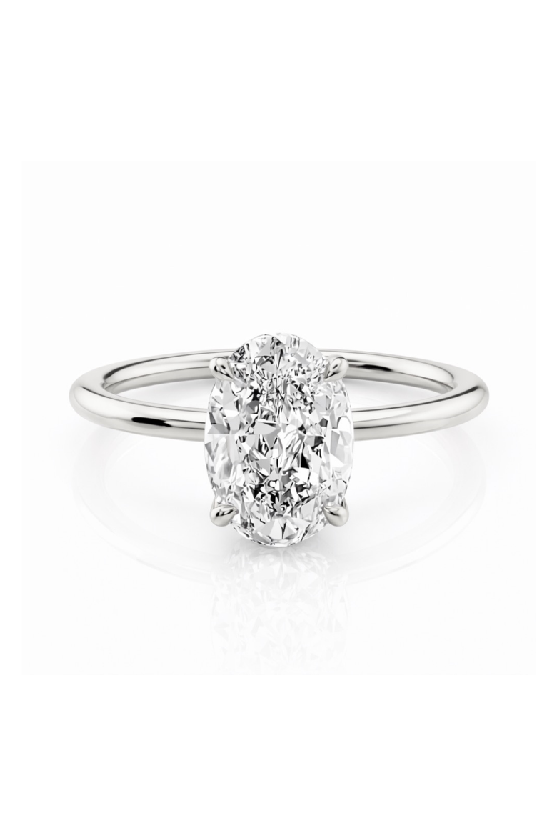 Elena Oval Moissanite Solitaire Vermeil Ring, Main, color, Silver