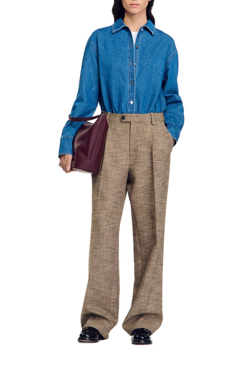 SANDRO Micro houndstooth trousers, Alternate, color,