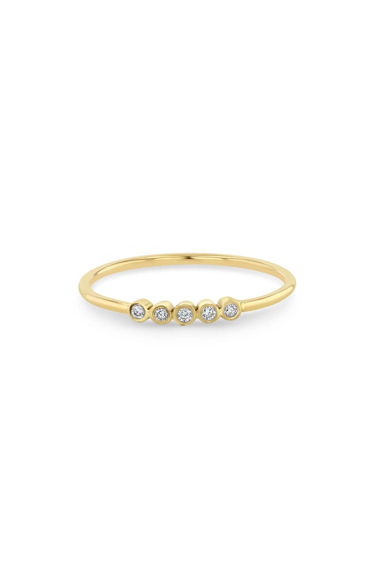 5-Diamond Bezel Stock Ring, Main, color, 14K YELLOW GOLD