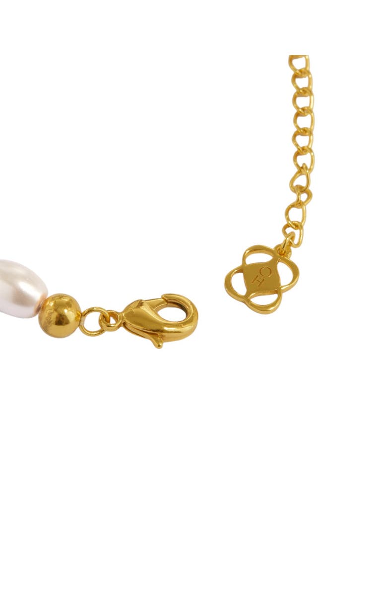 Ottoman Hands Mila Evil Eye And Pearl Beaded Bracelet, Alternate, color, Gold